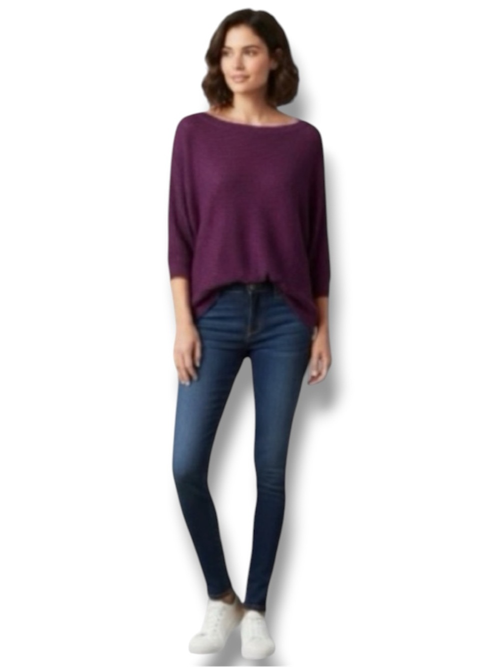 EXPRESS Sweater Purple Plum Magenta Dolman 3/4 Sleeve Knit Top Women’s Size SP